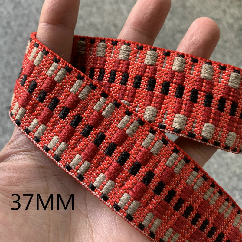 3YARD 3.6-3.8CM Geometric Ethnic Embroidered Lace Trim Jacquard Ribbon for Garment Accessories DIY Craft Making Flower Sewing