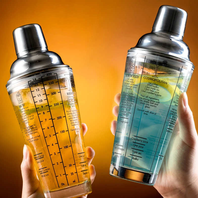 Martini Cocktail Shaker Scale Glass champagne Wine Beverage Mixer Shaker Bottle Fruit Juice Snow Grams Cup Bar Bartender Tool