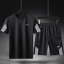 Brand men's sportswear kit short sleeve sports sport shirt men running 2pcs suit for soccer gym fitness men t-shirts+shorts sets