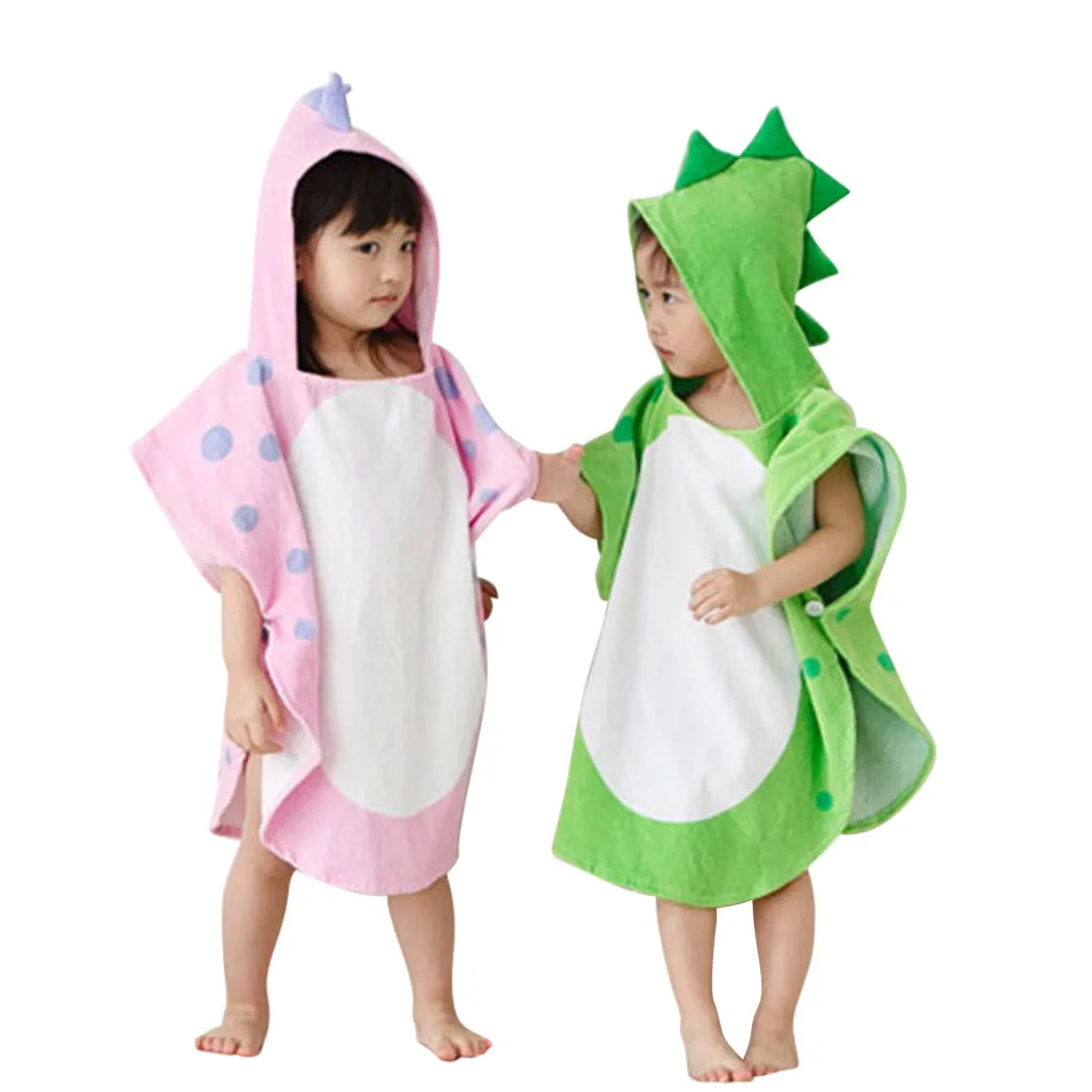 Детские полотенца с капюшоном для маленьких мальчиков и девочек, с рисунком динозавра, пончо, с капюшоном, детское банное полотенце, детское пляжное полотенце, ночная рубашка в комплекте с купальным халатом