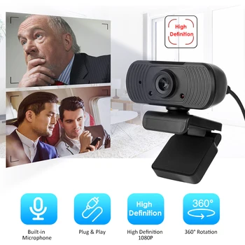 

USB Webcam 1080P HD Web Camera Built-in Microphone with Clip-on Base USB2.0 Web Cam for Laptop Computer PC Camera Web веб камера