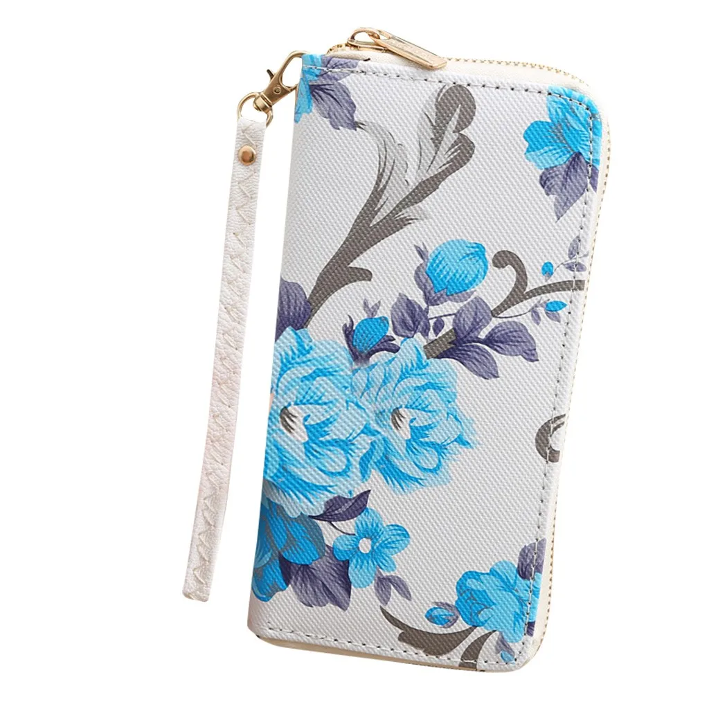 

OCARDIAN womens wallet PU leather long wallet card holder Trend Solid Color Long Rose Pattern Women Card Bag Wallets G0923#35