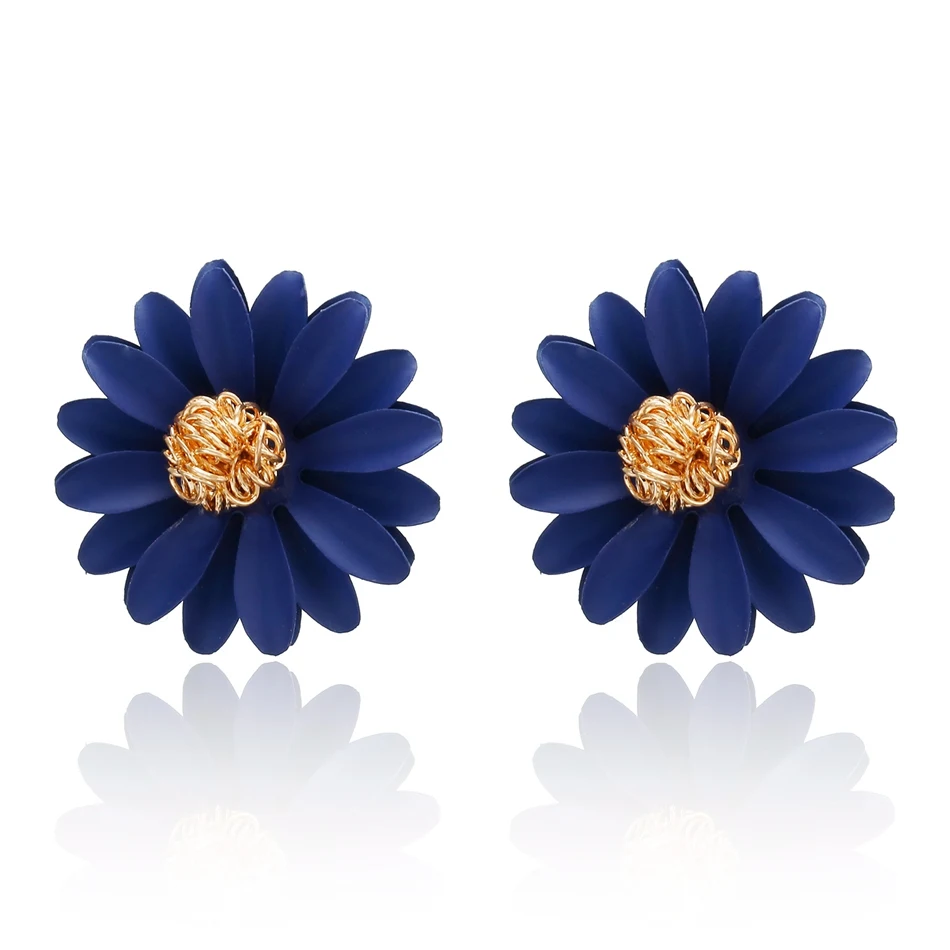 Женские трендовые серьги в виде цветка, подходящие по размеру, корейские серьги-гвоздики с подвеской, Женские Ювелирные изделия LX070 - Окраска металла: DARK BLUE