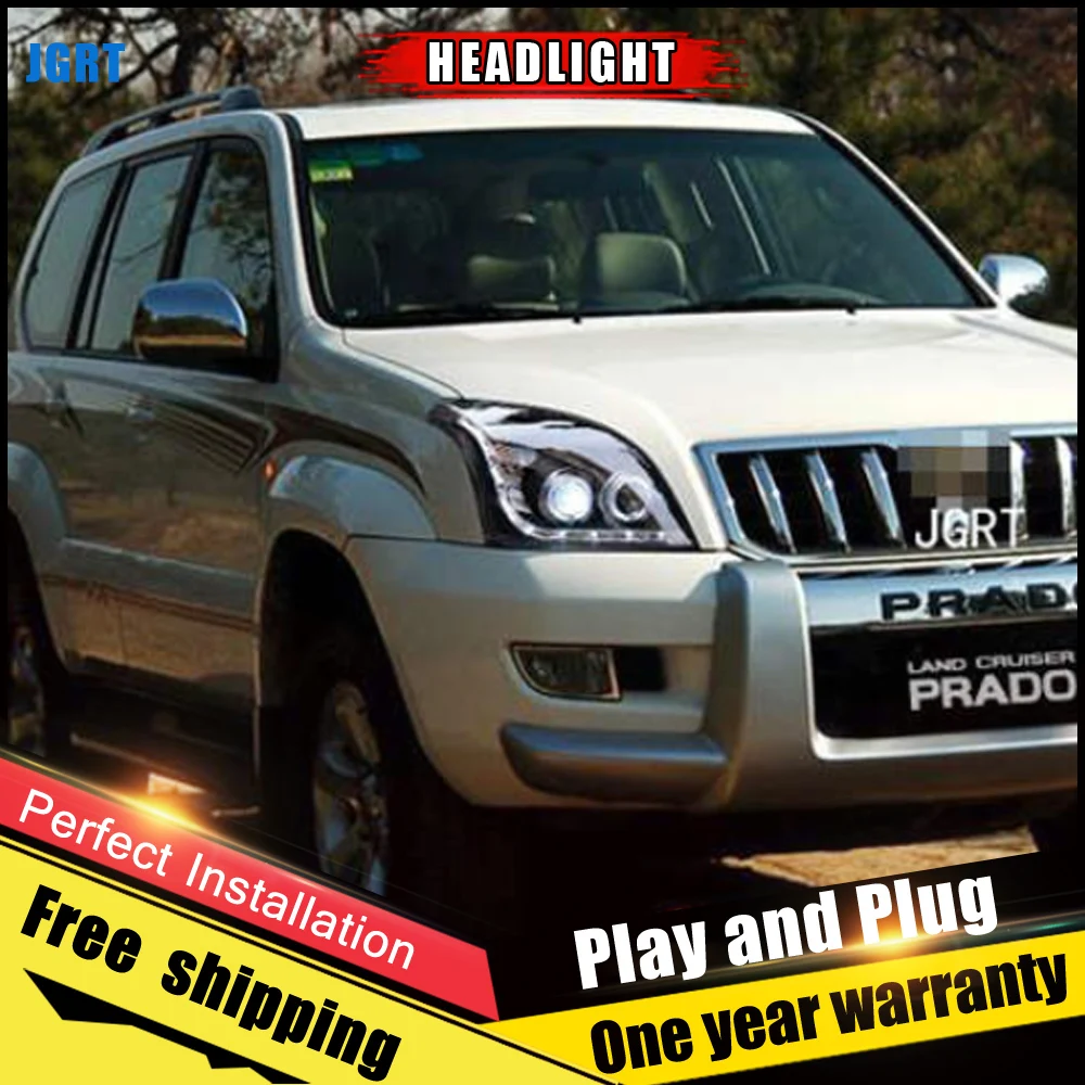 2 шт. автомобильный стиль светодиодный фары для Toyota prado 2003-2009 для prado Головной фонарь светодиодный DRL Объектив двойной луч H7 HID Xenon bi xenon объектив
