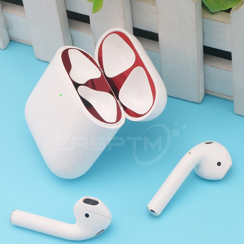 Металлическая Пылезащитная наклейка для Airpods 1 2, защитная наклейка для Apple, гарнитура для Airpods, зарядная коробка, чехол, оболочка