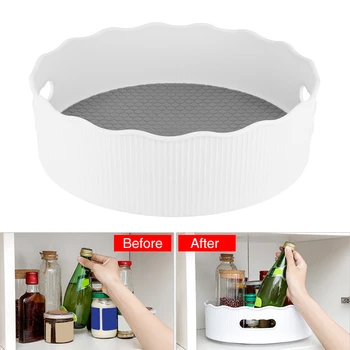 

Condiment Holder Lazy Turntable Revolving Home Rack ABS Kitchen Storage Deep Plastic Revolving Condiments Holder