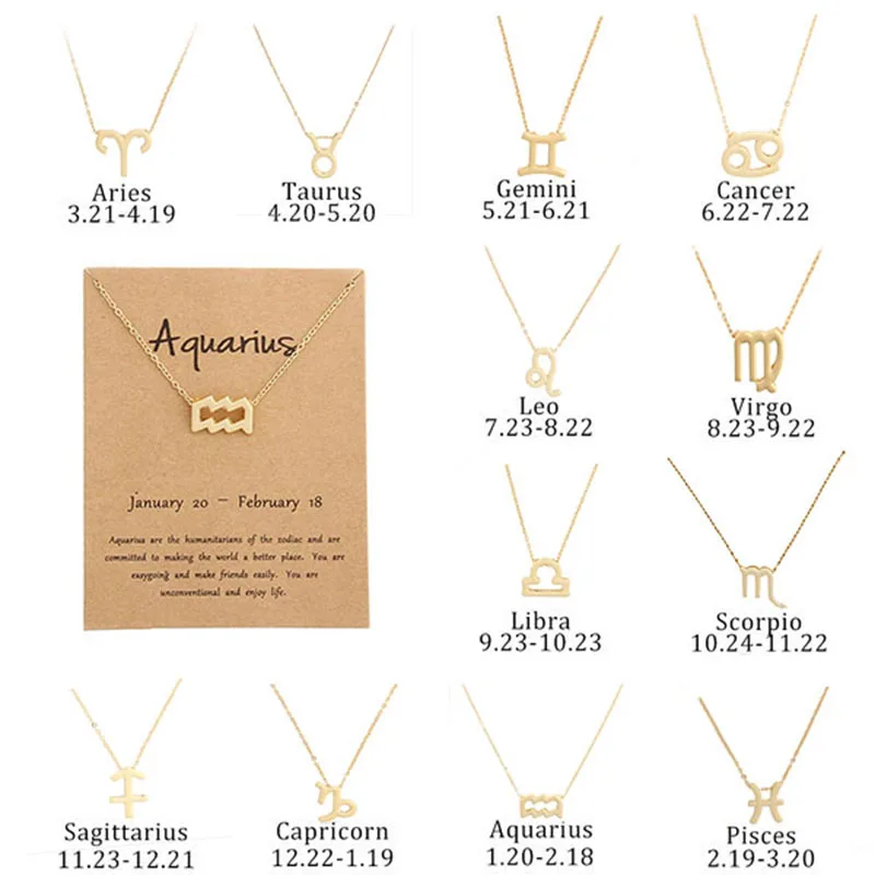 

2019 New Female Charm Star Zodiac Sign 12 Constellation Necklaces Pendants Elegant Gold Chain Choker Necklace For Women Jewelry