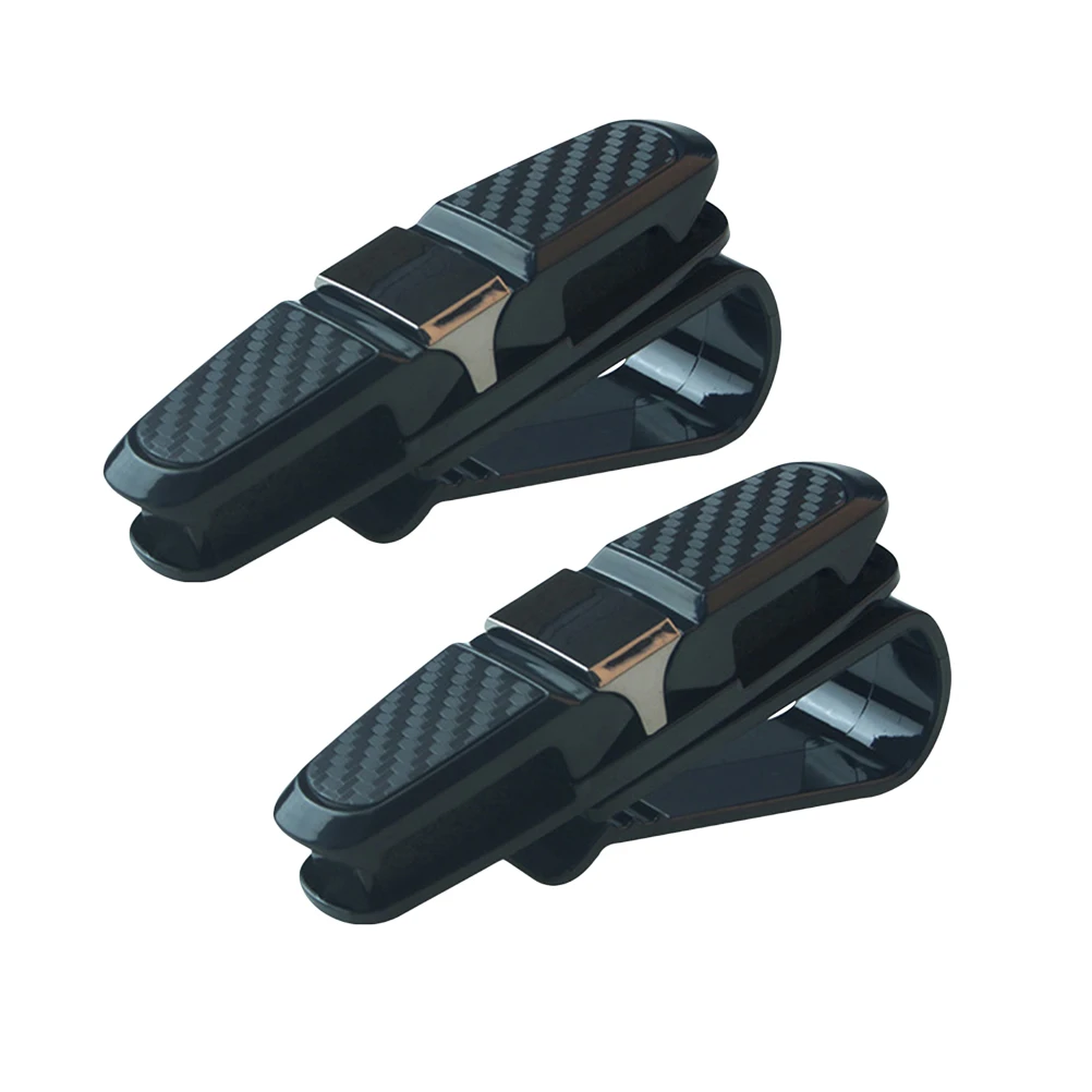 2 PCS Car Sun Visor Clip Holder Carbon Fiber Sunglasses Holder Clip Glasses Cage Storage Auto Accessories - Цвет: 3