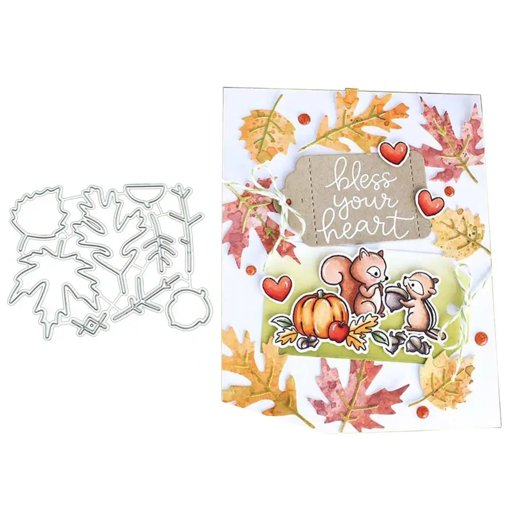 maple leaf 1pc Вырубка-штампы металлические для скрапбукинга сердце Вырубные штампы цветочный Трафарет DIY рамки тиснение папка шаблон тиснение - Цвет: maple leaf 1pc
