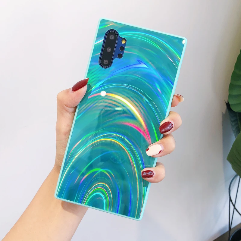 YHBBCASES для samsung Note 10 8 9 модные лазерные радужные чехлы для телефонов samsung Galaxy S8 S9 S10 Plus цветной мягкий чехол Аврора