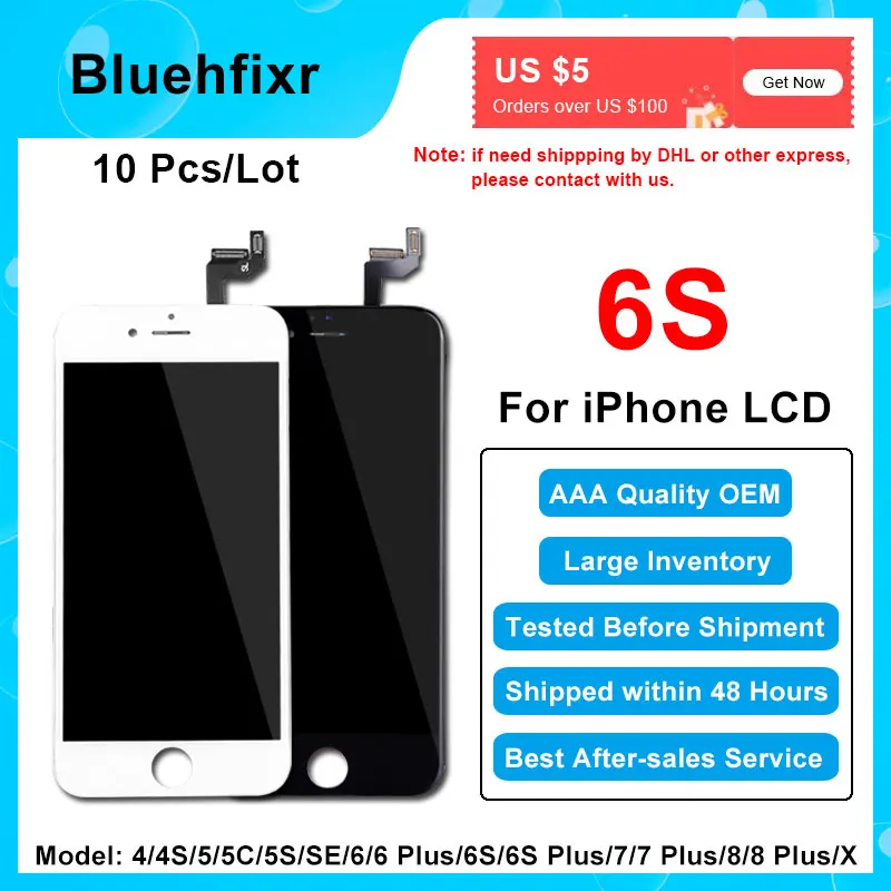 10 шт lcd s с сенсорным экраном дигитайзер для iPhone 6S экран сборка OEM AAA Качество без битых пикселей для iPhone 6S lcd