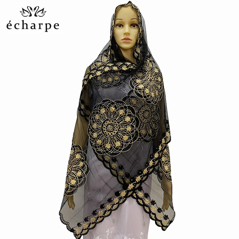 

ON SALE ! African scarfs,muslim special embroidery small net scarf small size scarf for shawls wraps EC308
