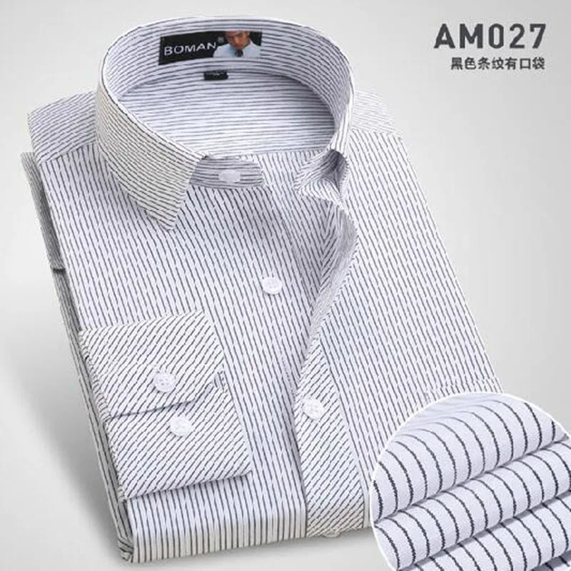 Деловые мужские однобортные повседневные рубашки с длинным рукавом Camisa, хлопковые рубашки в полоску с принтом, облегающие рубашки высокого качества
