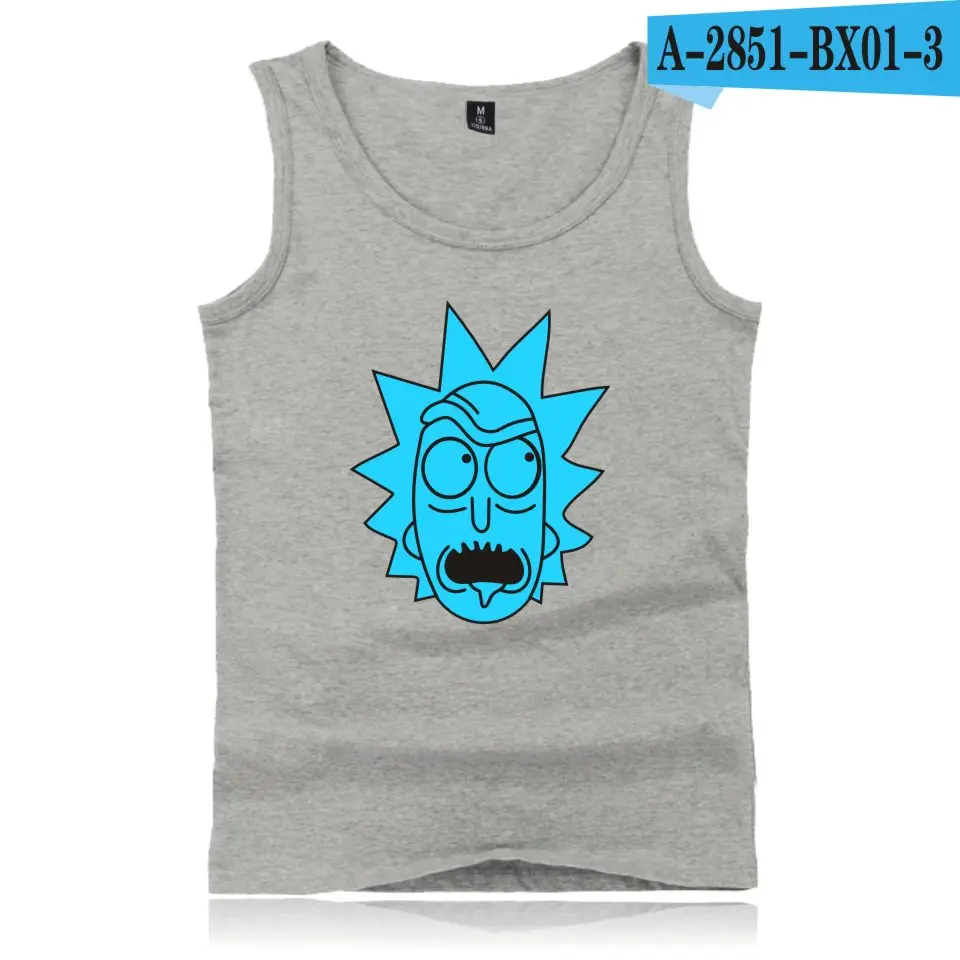 Rick And Morty летние тонкие топы на бретелях для мужчин Бодибилдинг Фитнес-тренировка повседневные мужские топы плюс размер 4XL - Цвет: gray