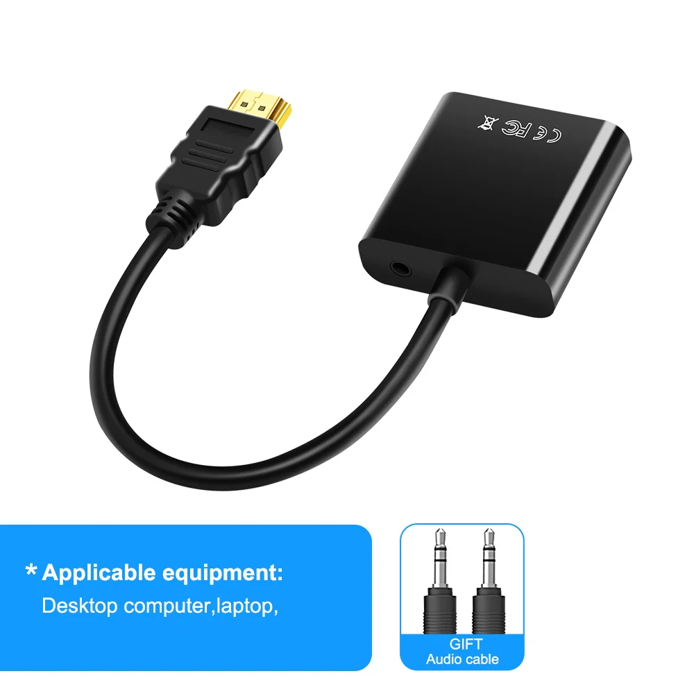 HDMI к VGA кабель Мужской к Famale цифро-аналоговый кабель 1080P VGA Видео Аудио конвертер для компьютера PC tv xbox PS3 PS4 ноутбука - Цвет: With Audio