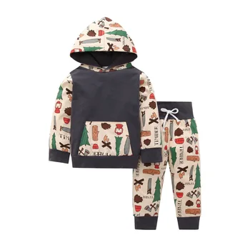 

Ins Children Wear Baby boys clothes Cute suits for Boys And Girls Long Sleeve with Hooded Sweater+Pants 2pcs Set Newborn Clothes