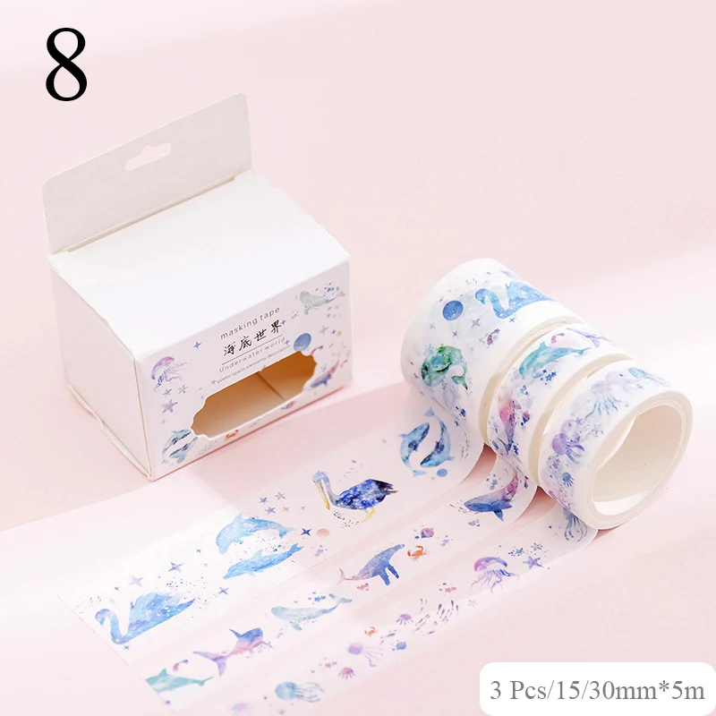 3 шт./компл. милый Единорог лента Washi Kawaii КИТ малярный скотч Винтаж декоративная лента для наклейки Скрапбукинг канцелярские ленты - Цвет: 8