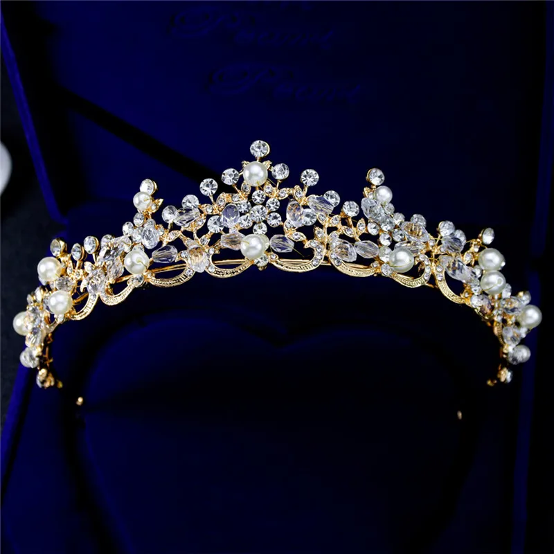 Роскошные элегантные, с короной аксессуары для волос для свадьбы невесты женские обручи Головные уборы; нарядное Цветочное платье жемчужная Тиара повязка на голову, повязка на голову, 30Au20