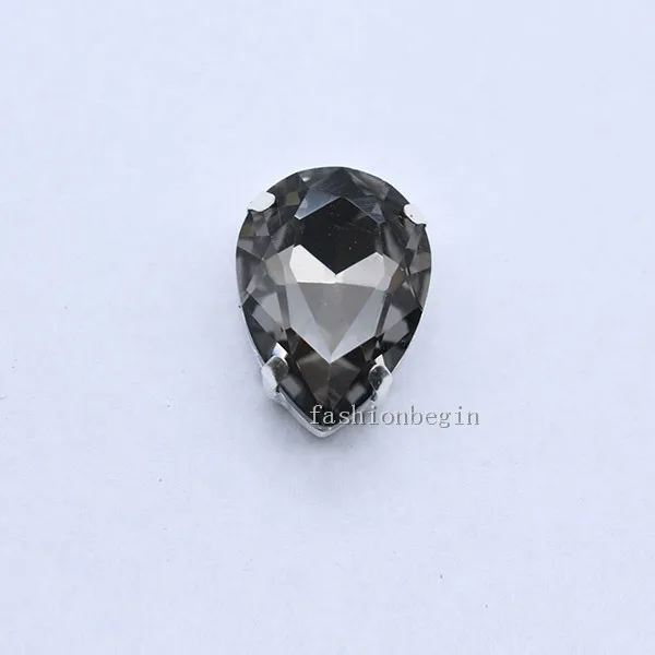 4x6 6x 8 10 x14 13x18 18*25 20x30x30x40 мм 24 цвета каплевидные стеклянные камень шить на Кристальный, серебряный, со стразами основание кнопки для одежды - Цвет: black diamond