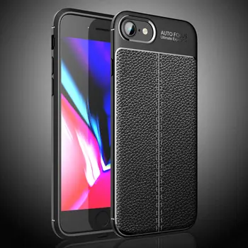 

50pcs/lot For iPhone SE 2020 SE2 Anti-Slip Slim Soft TPU Skin Armor Litchi Anti-Shock Case For iPhone SE 2020 SE2