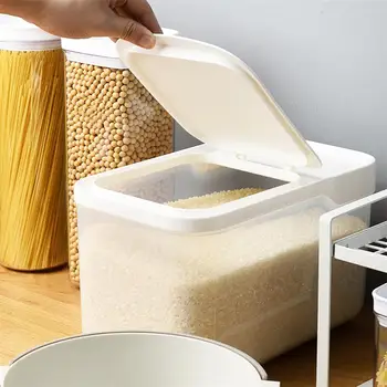 

5kg Rice Storage Box Grain Cereal Dispenser Flip Lid Food Organizer Container Kitchen Storage Sealed Rice Bucket Insect-Proof