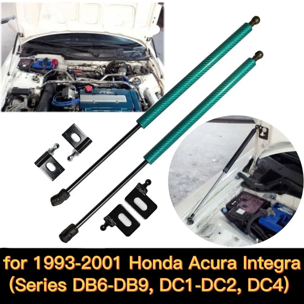 Black Strut Gas Hood Shock Lift Stainless Damper Kit fits 90-93 Acura Integra Black Strut Gas Hood Shock Lift Stainless Damper Kit fits 90-93 Acura Integra