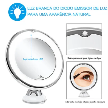 

360°Rotation 10X/5X LED Mirror Makeup Mirror with LED Light My Flexible Mirror Folding Vanity Mirror with LED Light Makeup Tools
