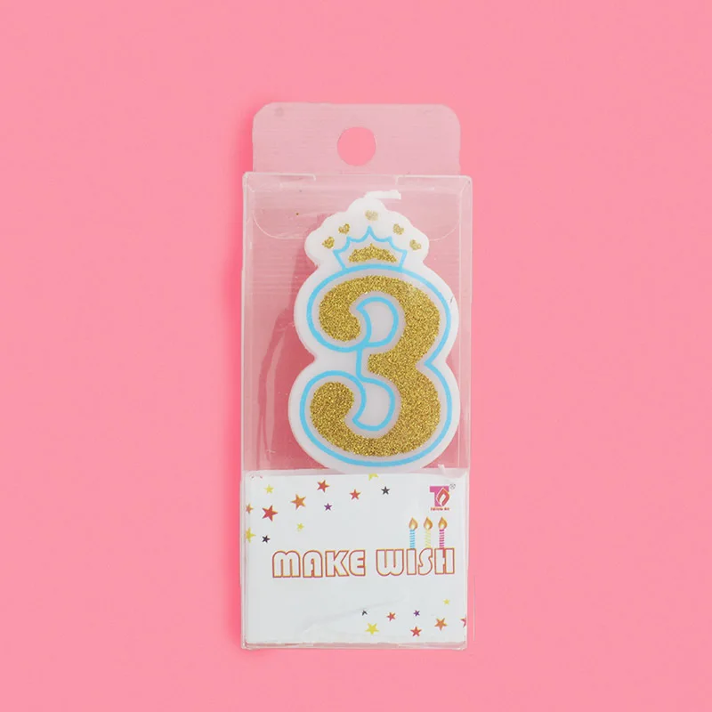 Creative Gold Pink/Blue Birthday Number Candles 0-9 for Kids Adult Girls Boys Birthday Party Candles Supplies Cake Decorations - Цвет: 3