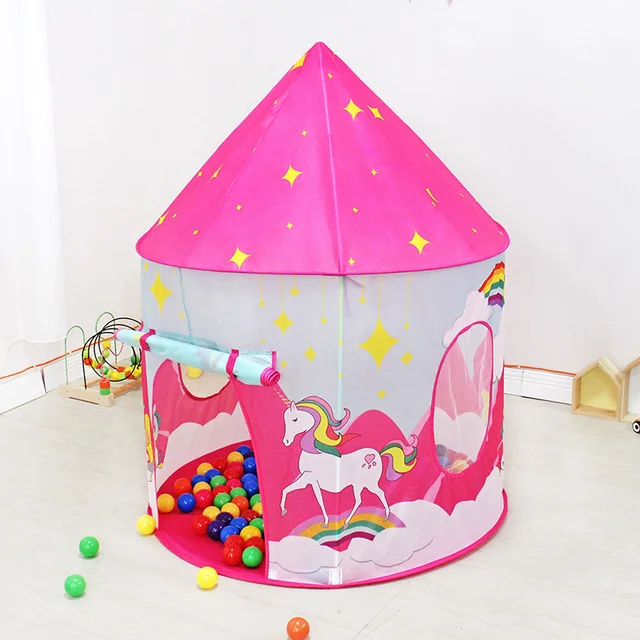 Children Tent Unicorn Three-Piece Playhouse Portable Tent Folding Girl Indoor Ocean Ball Pool kids Outdoor Play Tent Baby Gift 3