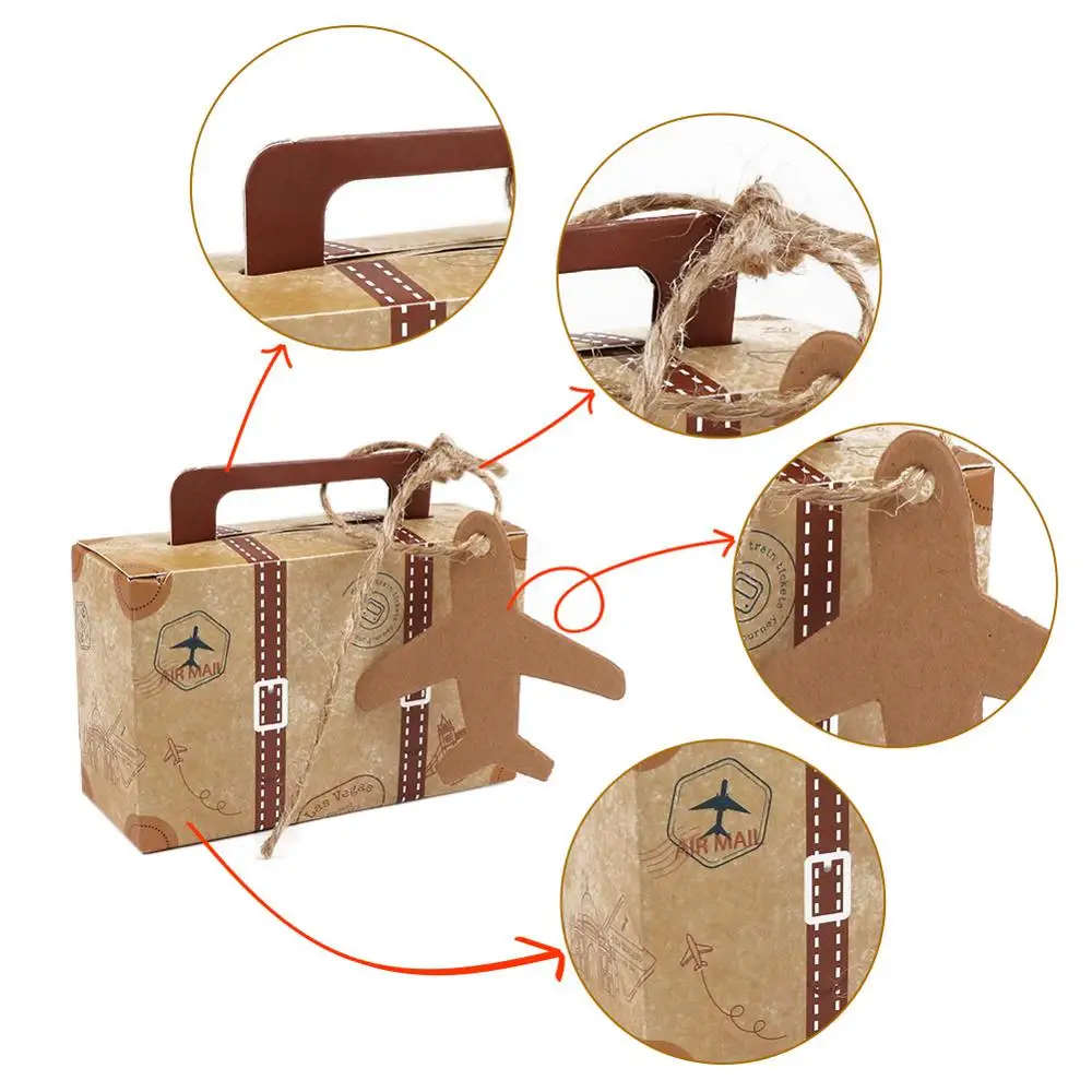 Мини чемодан из крафт бумаги коробка конфет Подарочная тематика путешествий