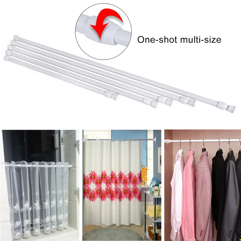 Shower Curtain Rods Quality Steel Multifunctional Adjustable Bathroom Voile Extendable Tension Telescopic Pole Rod Bedroom