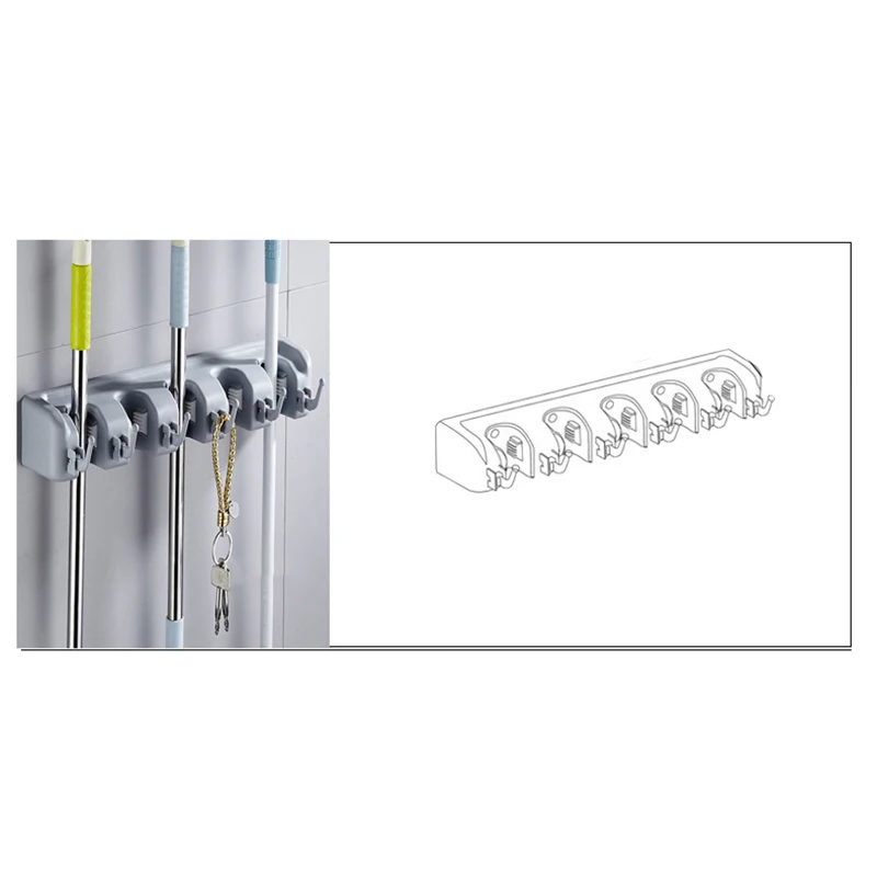 Wall Storage Mounted Mop Broom Organizer Holder Brush Hanger Rack Tool New Multi-Function Broom Stand Storage Holders