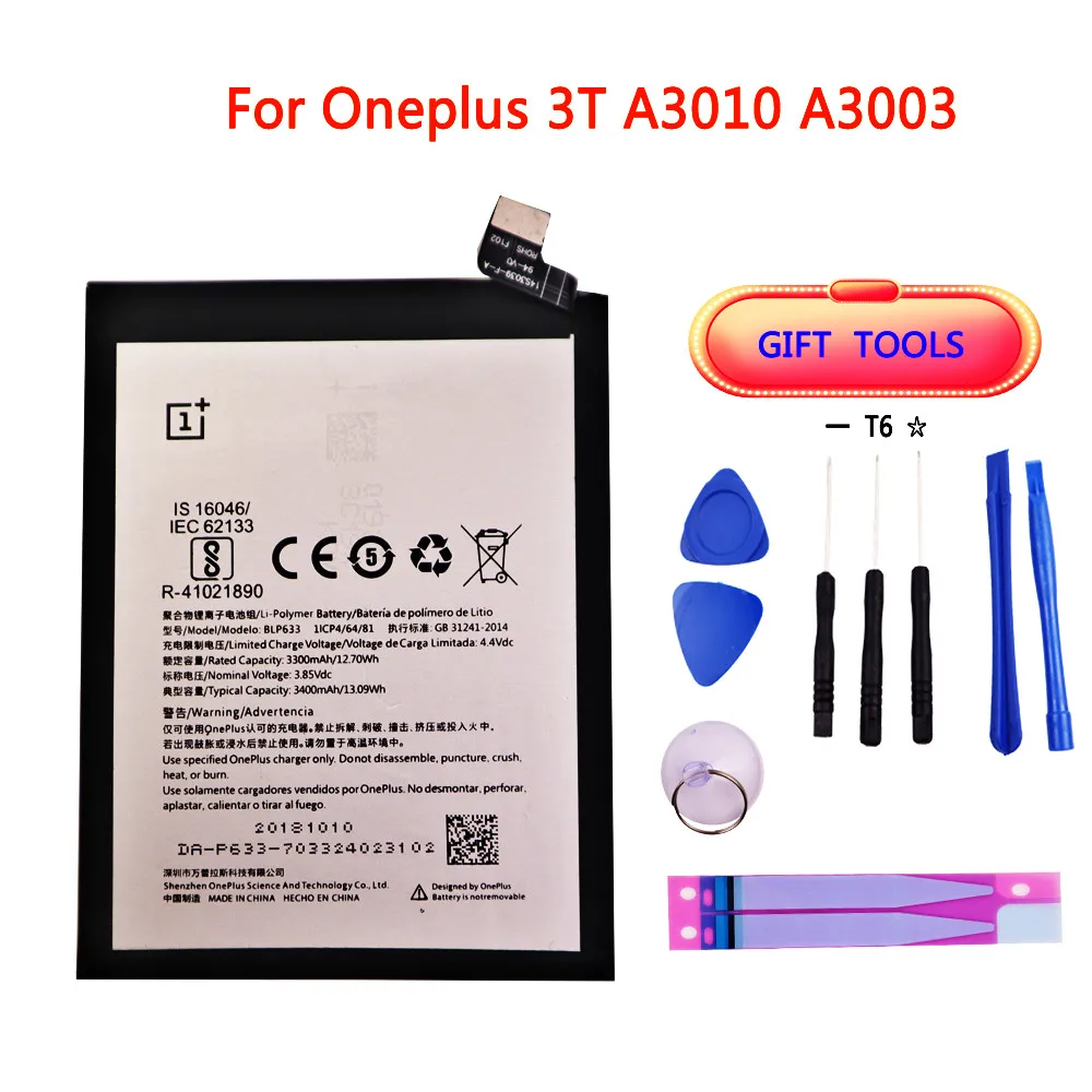 Оригинальная замена Батарея 3400 мА/ч, чехол для Oneplus 3T A3010 A3003 BLP633 Розничная посылка сотовый телефон Батарея