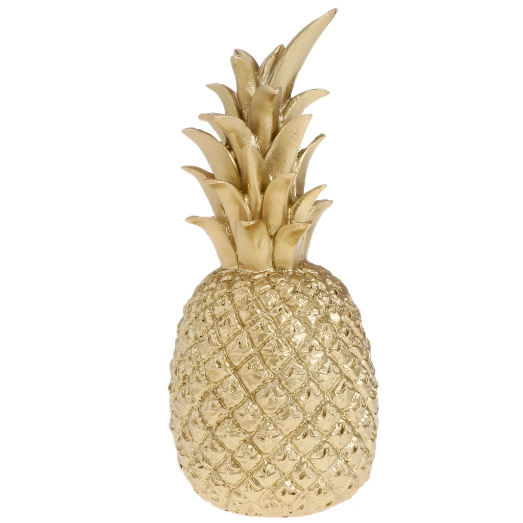 Creative Resin Pineapple Shaped Ornament Gift Home Desktop Living Room Decor Gold Tone