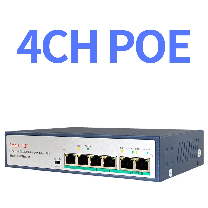 Wetrans 8CH RJ45 коммутатор питания через Ethernet 52 в сети 10/100 Мбит/с IEEE802.3af 4 Порты моноканальный центр 8 Порты Мощность Over Ethernet переключатель - Цвет: 4CH POE