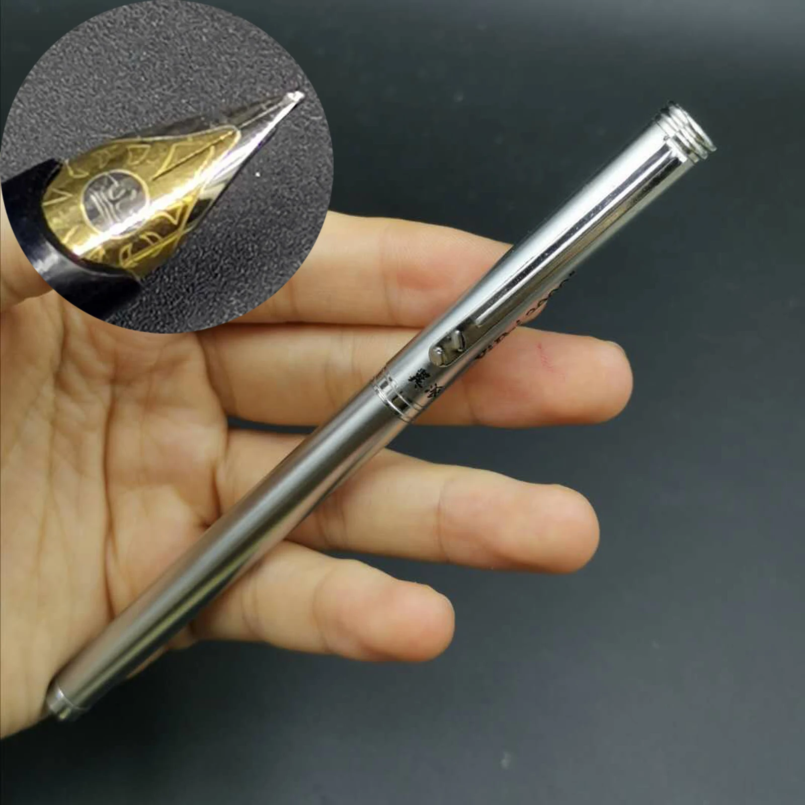 

Old Stock YP Fountain Pen Metal Ink Pen Fine Nib Silver Clip Aerometric Filler Stationery Office school supplies Writing Gift