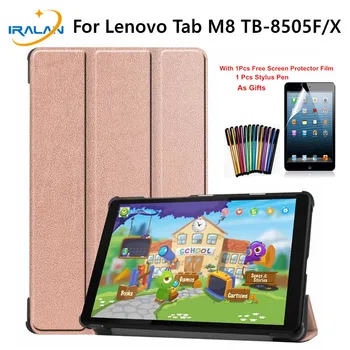 

PU Leather 3-Folding Magnetic Case For Lenovo Tab M8 TB-8505F TB-8505X 8.0 inch Tablet Cover For Lenovo Tab M8 case+Film+Stylus