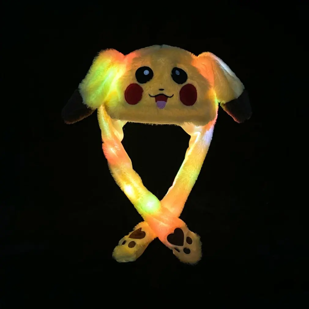 Весенне-осенняя Корейская версия плюшевой шляпы креативная встряхившая уши шляпа родитель-детский головной убор мультфильм милый головной убор с подсветкой - Цвет: Yellow Pikachu