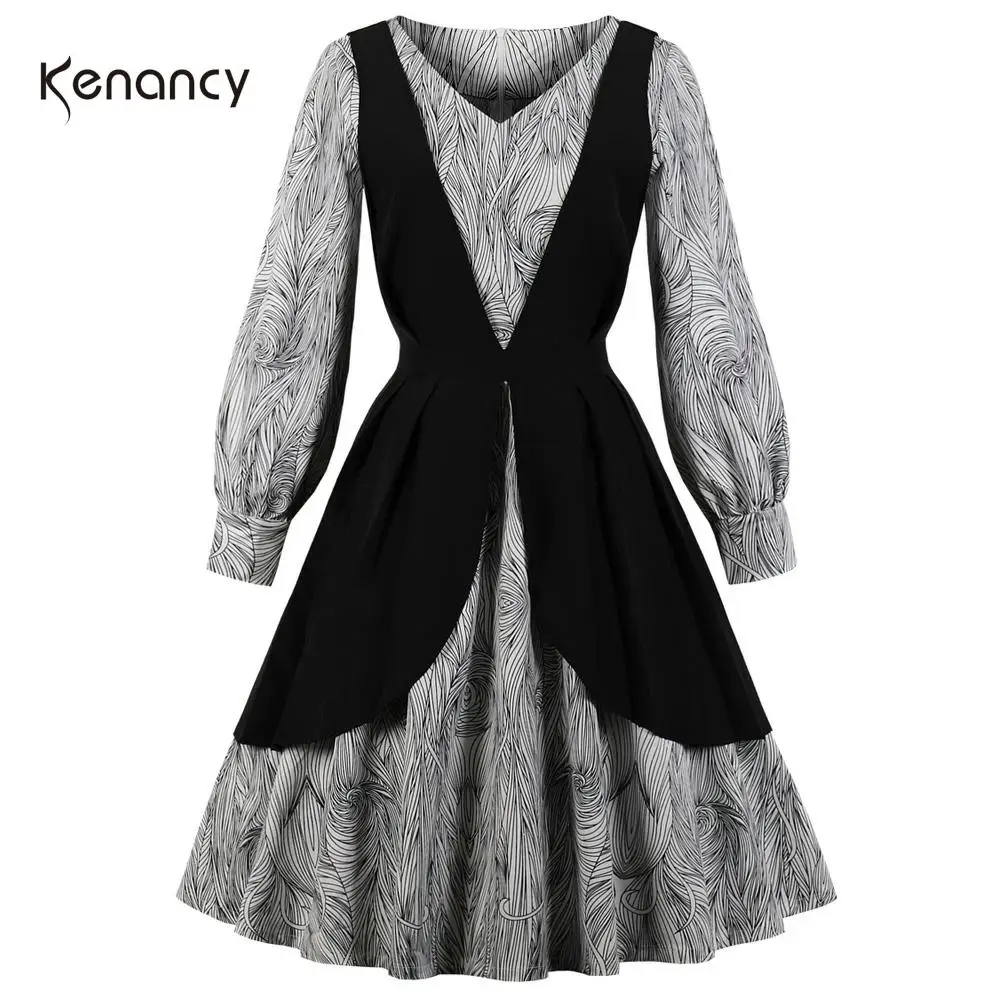 Женское винтажное платье в стиле пэчворк с длинным рукавом | Женская одежда