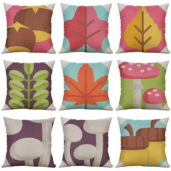 

Painting cartoon Nut Leaf Cotton Linen pillow case Cushion Cover Home Decor