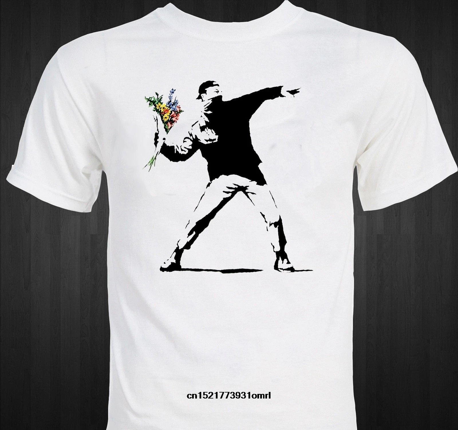 

Men T shirt Banksy Protester Throwing Flowers - Graffiti Art funny t-shirt novelty tshirt women