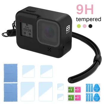 

Protective Silicone Case for GoPro Hero 8 Black Tempered Glass Screen Protector Film Lens Cap Cover
