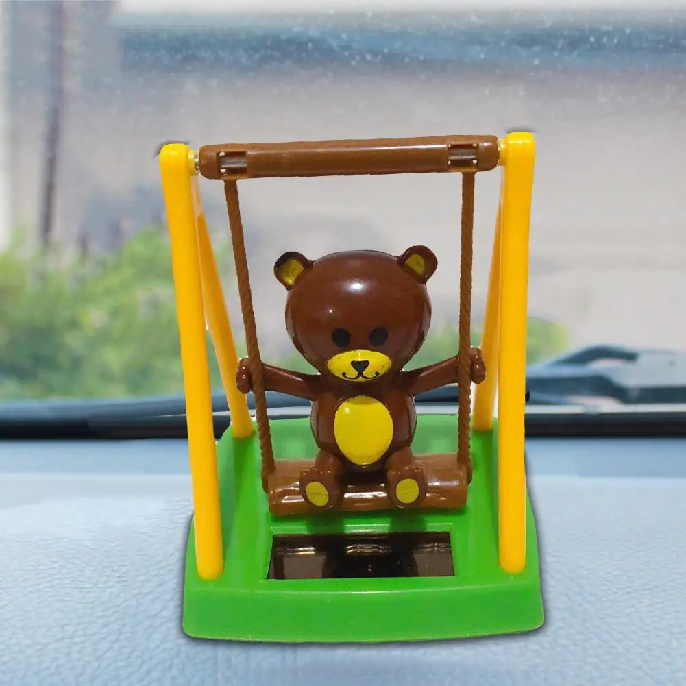 Мультфильм качели фигурка медведь солнечной энергии авто откидной клапан горшок