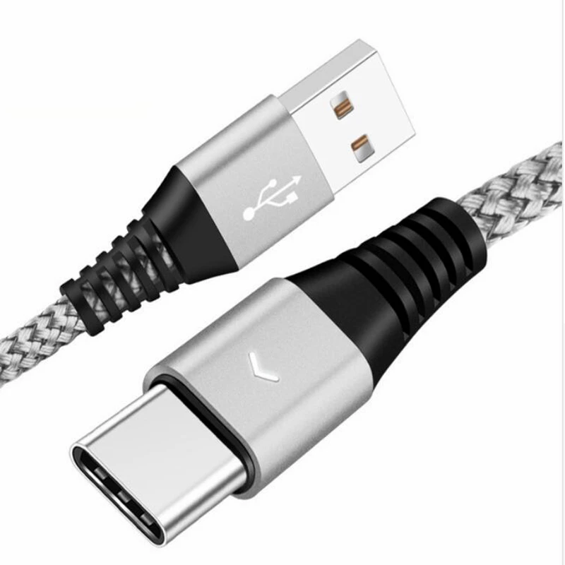 KSTUCNE Тип usb C кабель 1,2 м/1,8 м светодиодный 2.4A быстрой зарядки кабель usbc для samsung A50 A70 A30 huawei P30 P20 Lite Тип usb-usb-c - Цвет: Серебристый