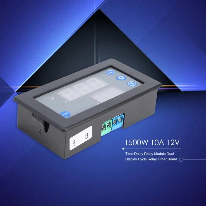 

1500W Digital Cycle Timer Delay Relay Classic Colors and Simple Durable Design Board with Dual Display Timing Relay Switch