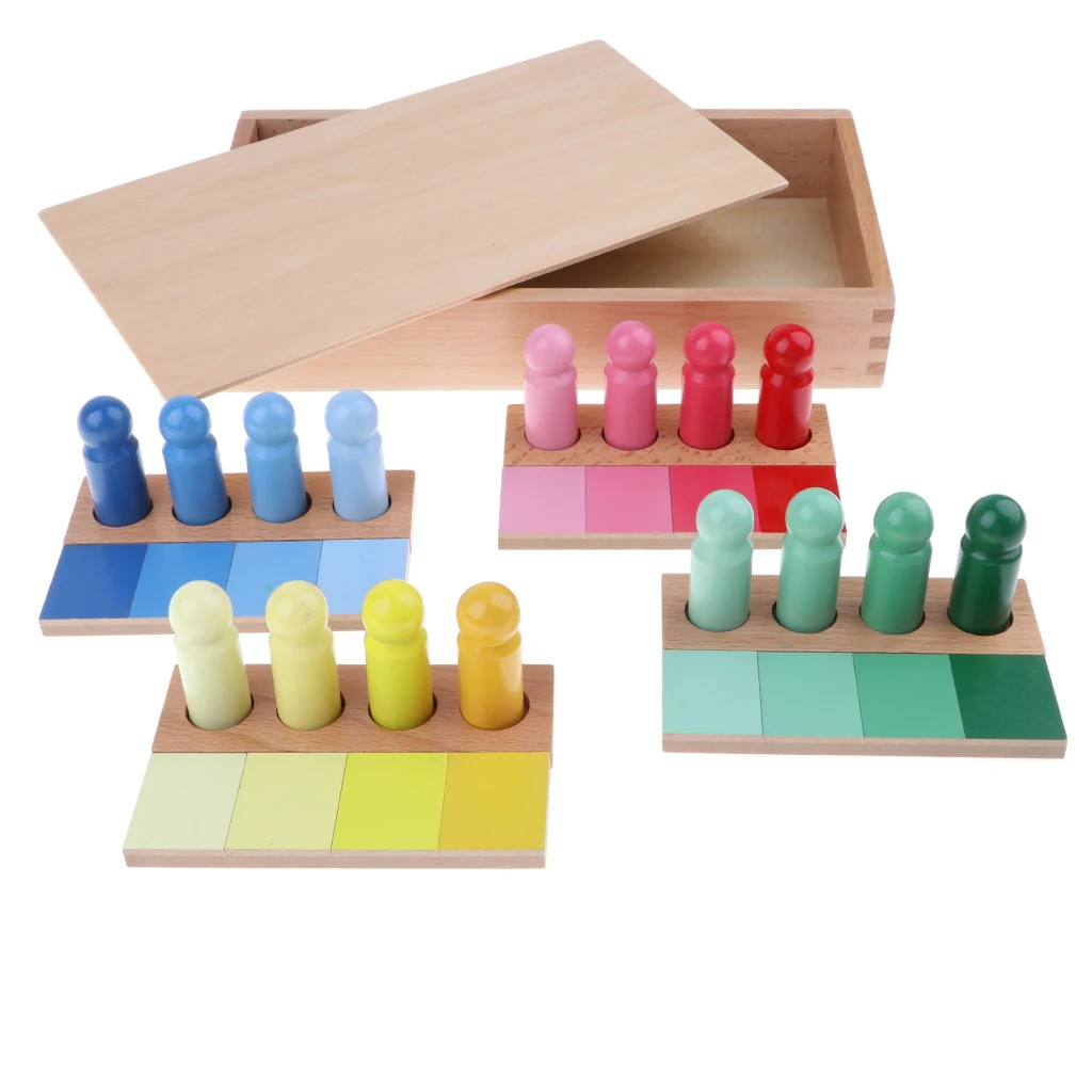 Kids Montessori Sensorial Material Toy Wooden Gradient Color Matching 