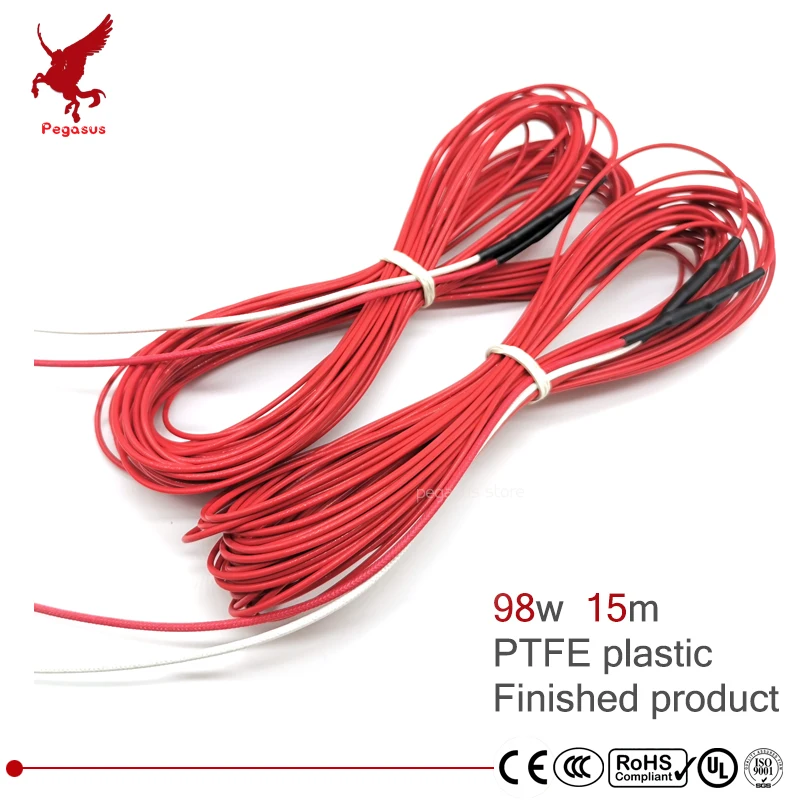 

F12K 15meter 98w carbon fiber PTFE Flame retardant heating cable corrosion resistant heat wire radiation-free warm heat cable