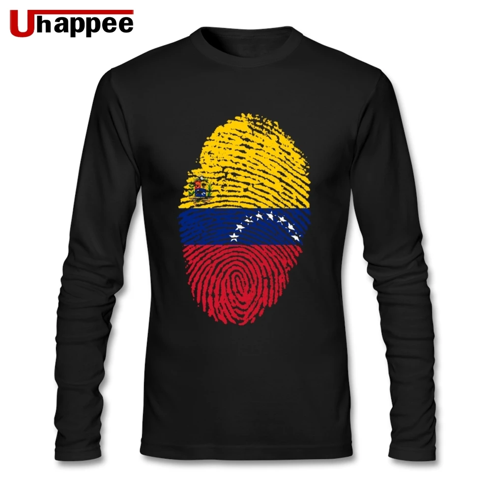 Venezuela флаг отпечаток пальца мужские на заказ Осень Печать Графический длинный рукав большой размер Базовая футболка футболки в стиле панк подарок для мужчин