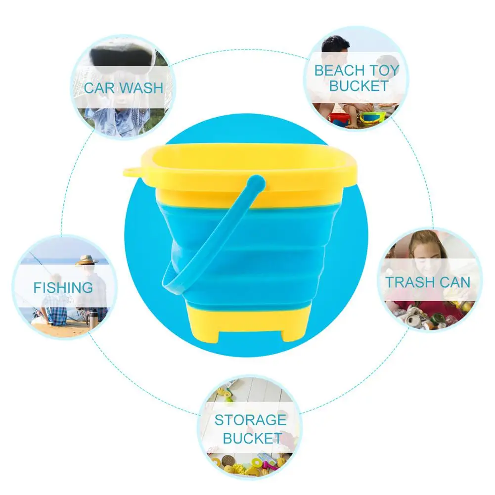 Very best  Beach Bucket Sand Toy For Kids Foldable Beach Pail Silicone Collapsible Buckets Summer Party Playin