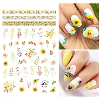 

1 Sheet Gold Silver Metal Strip Tape Nail Sticker Paper Transfer Nail Sticker Sunflower Nail Wraps Nail Art Decoration